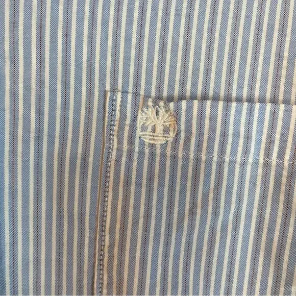 Timberland Shirt Mens Large Blue & White Striped Buttondown - Picture 4 of 5